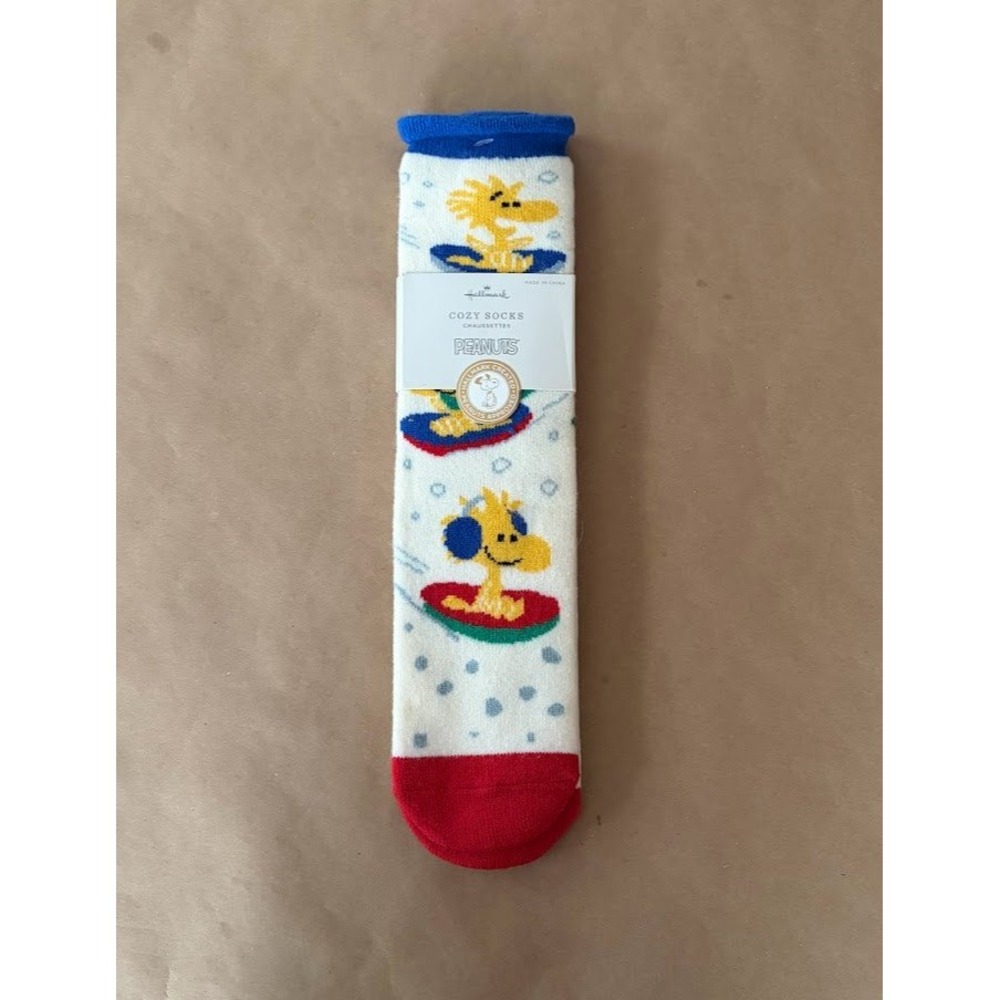 Hallmark Peanuts Woodstock Cozy Socks Winter Snow Sledding One Size NWT